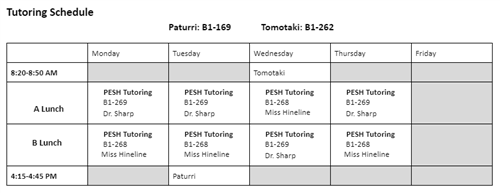 Tutoring Schedule